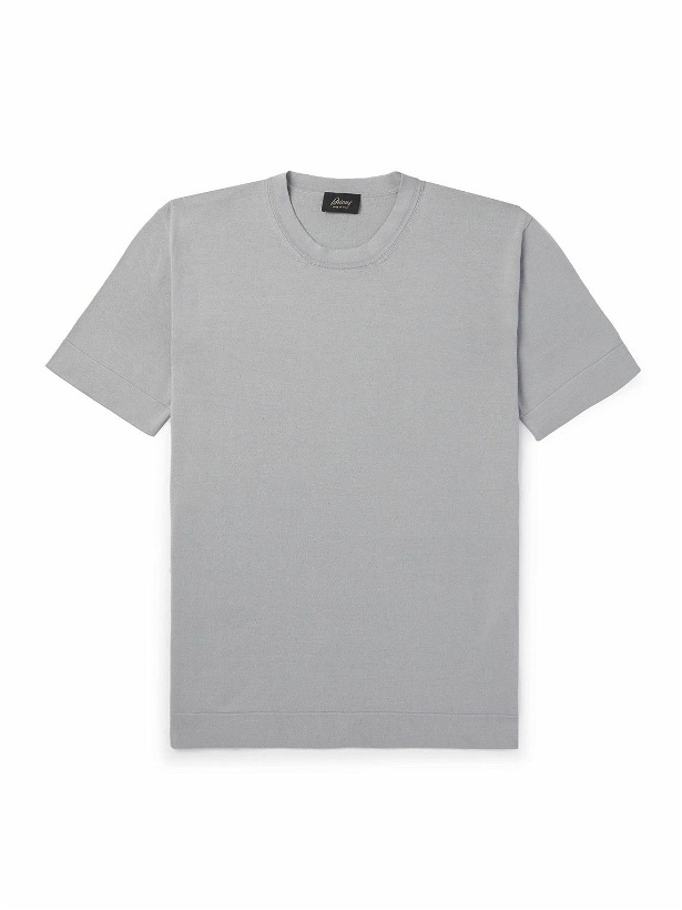 Photo: Brioni - Cotton and Silk-Blend T-Shirt - Gray