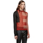 Rick Owens Black and Red Cropped Biker Level Sweater