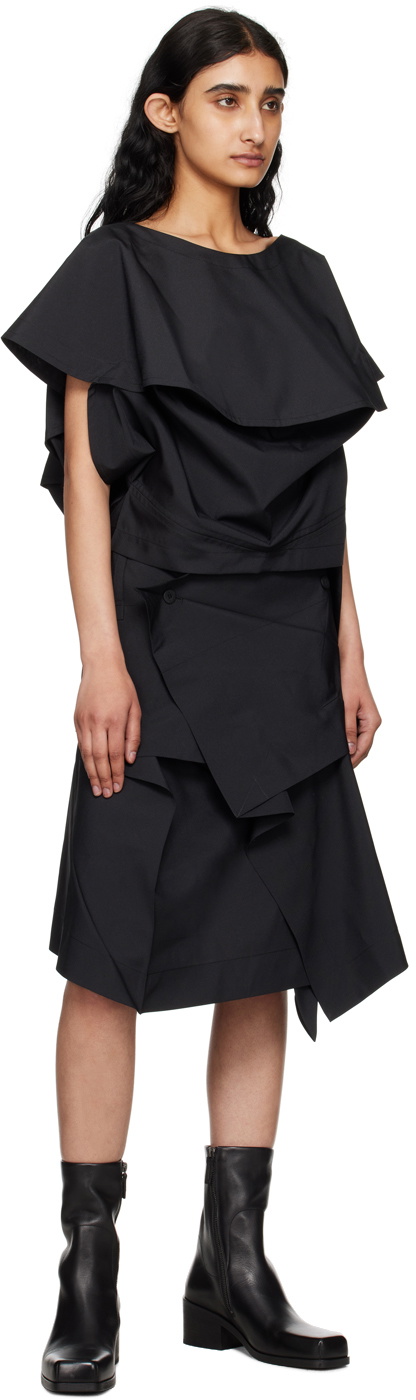 132 5. ISSEY MIYAKE Black Asymmetrical Midi Skirt