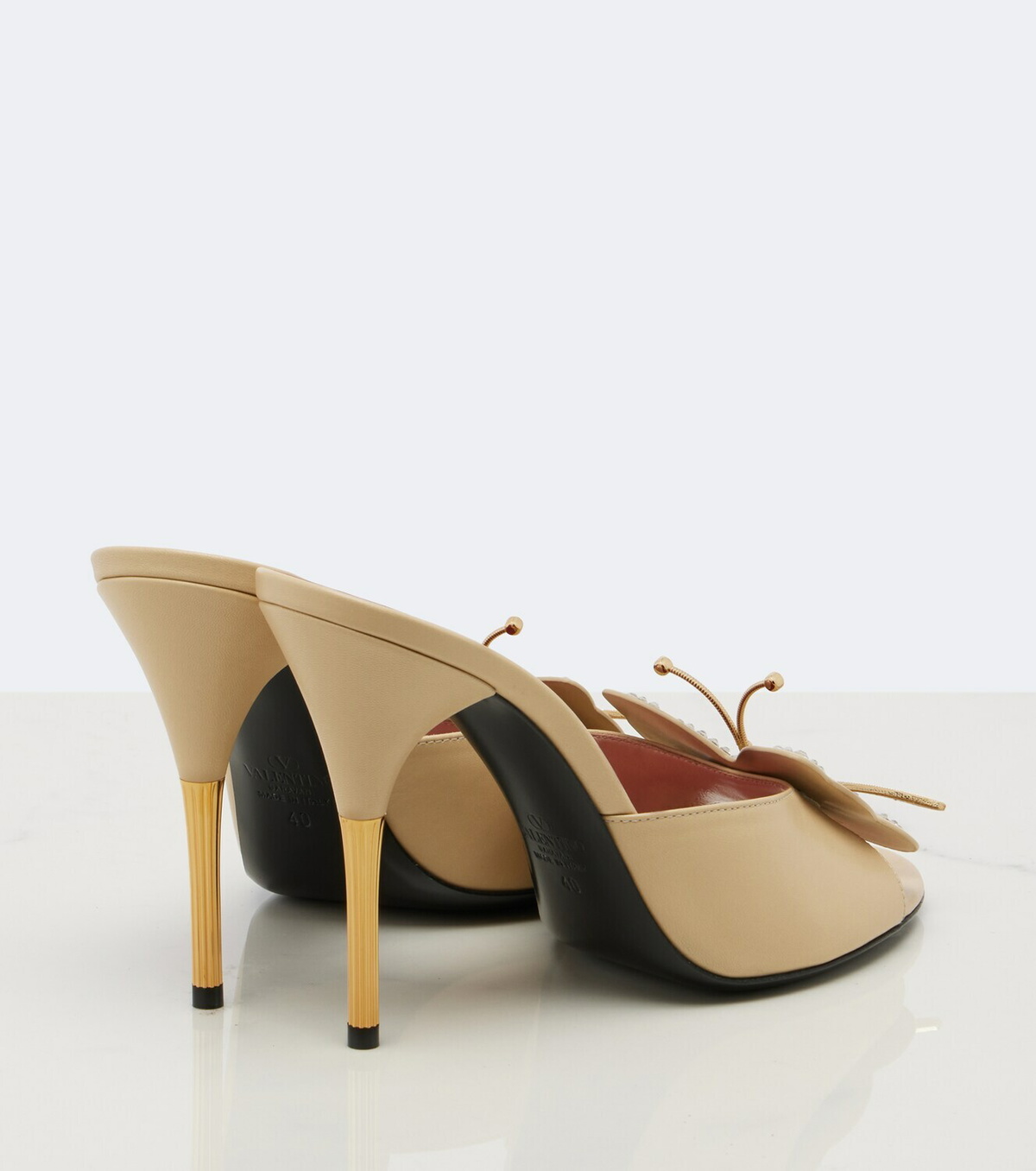 Valentino Garavani Flutterby embellished leather mules