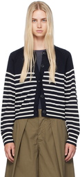 YMC Navy & White Foxtail Stripe Cardigan