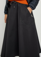 Moncler Drawstring Cotton-blend Poplin Midi Skirt Navy