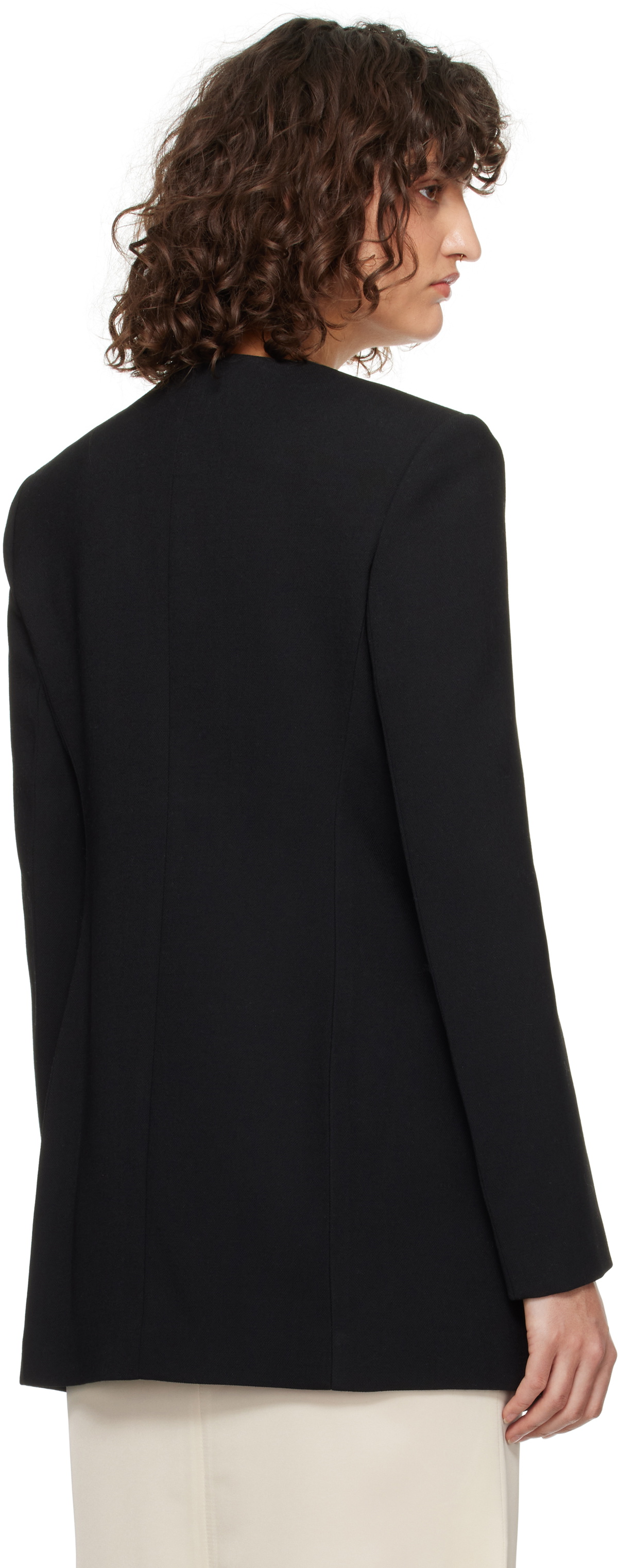 RECTO Black RC Signature Curved Neck Long Blazer