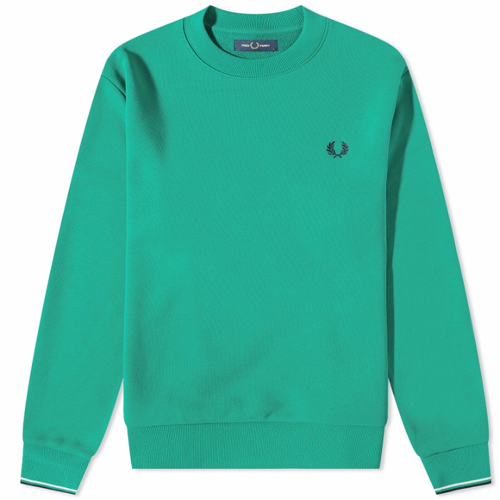 Photo: Fred Perry Authentic Men's Crew Neck Sweat in Fred Perry Green