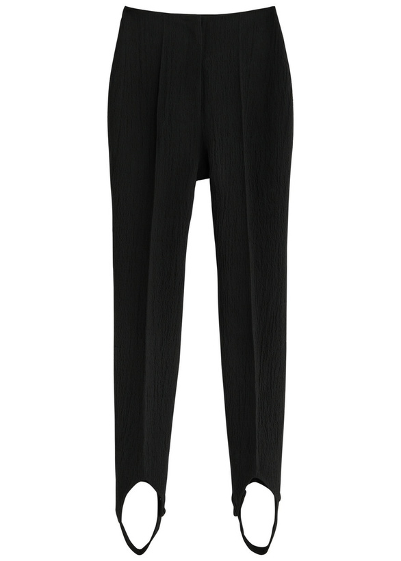 Photo: Nanushka Savita Stirrup Seersucker Trousers Black