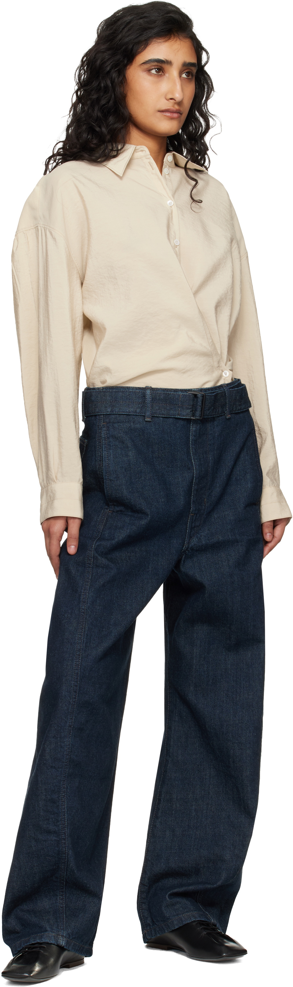 LEMAIRE Navy Twisted Belted Jeans