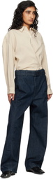 LEMAIRE Navy Twisted Belted Jeans