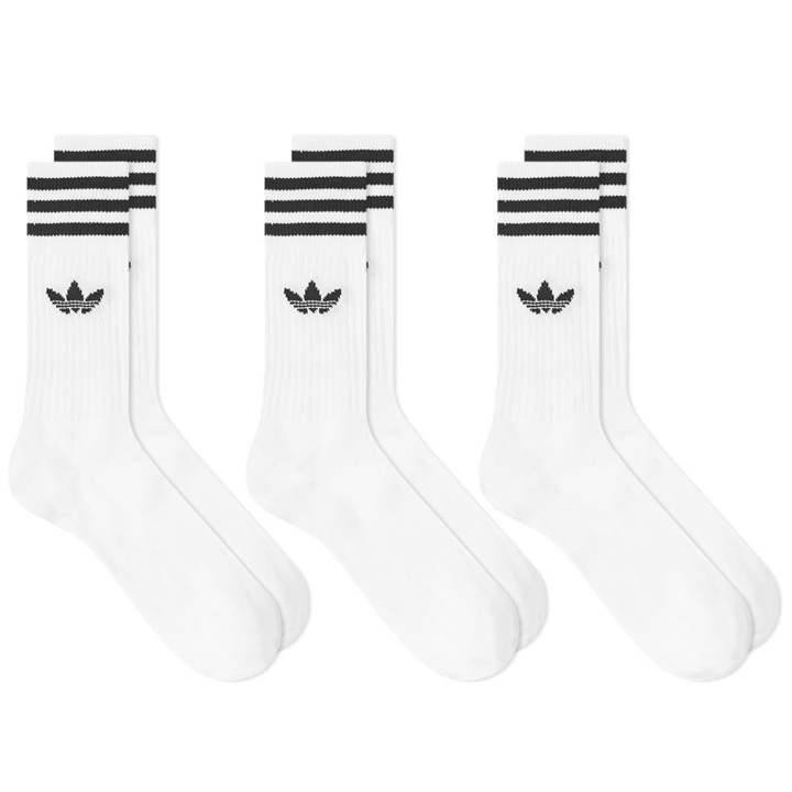 Photo: Adidas Solid Crew Sock - 3 Pack White