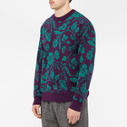 Drole de Monsieur Men's Drôle de Monsieur Floral Crew Knit in Dark Purple