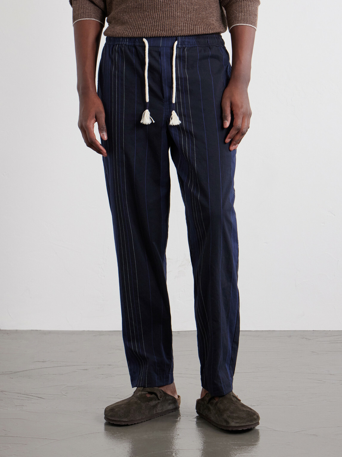 Orlebar Brown - Sonoran Velo Straight-Leg Striped Cotton Drawstring Trousers - Blue