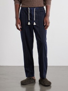 Orlebar Brown - Sonoran Velo Straight-Leg Striped Cotton Drawstring Trousers - Blue