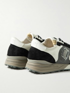 Visvim - Roland Embroidered Leather-Trimmed Suede and Mesh Sneakers - Black