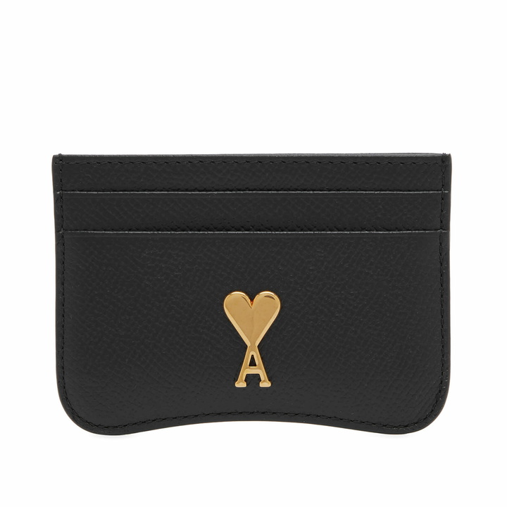 Photo: AMI Paris Women's Card Holder in Black/Vibrated Brass 