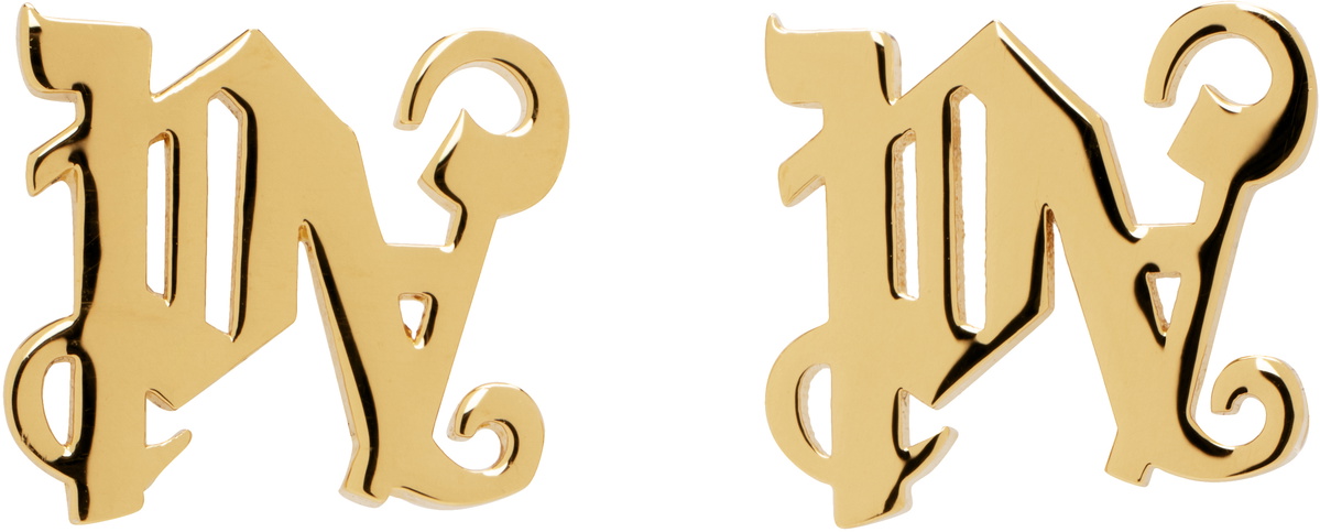 Palm Angels Gold 'PA' Monogram Earrings