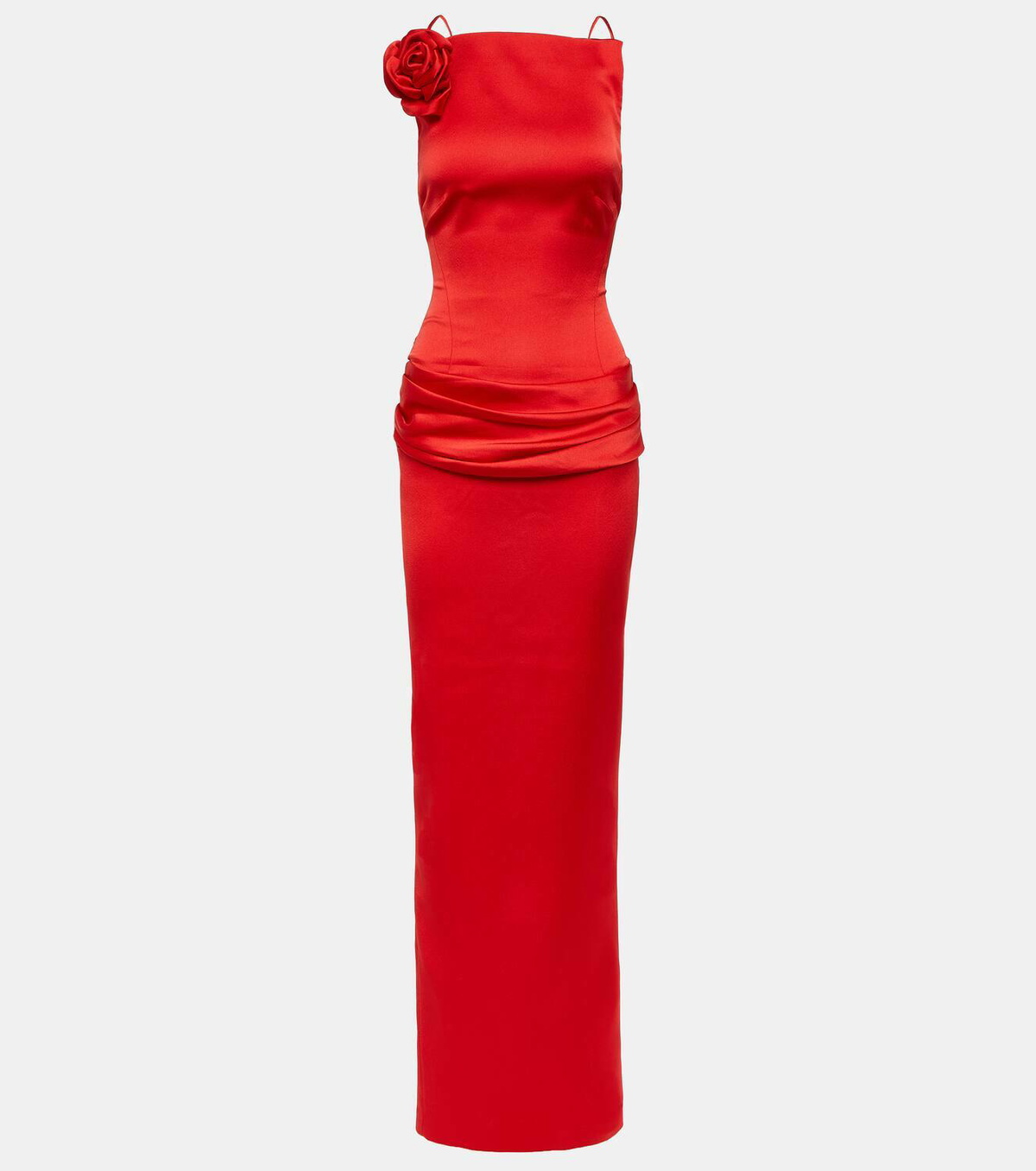 Rasario Floral-appliqué open-back satin gown