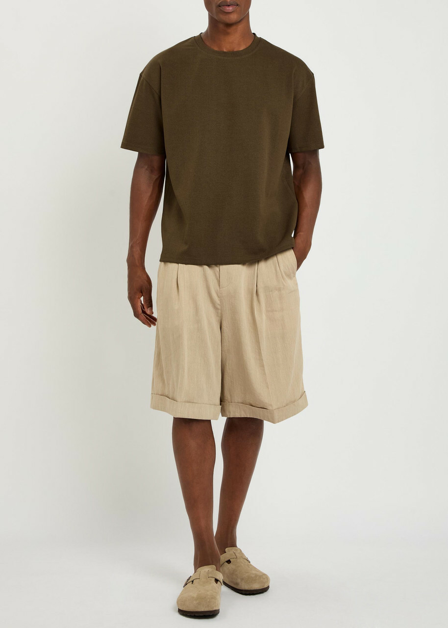 Raith Tomas Crinkled Woven T-shirt Dark Brown