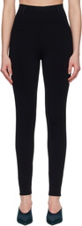 ALAÏA Black Rib Belt Loop Leggings