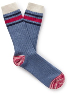 Thunders Love - Ribbed Striped Combed Cotton-Blend Socks