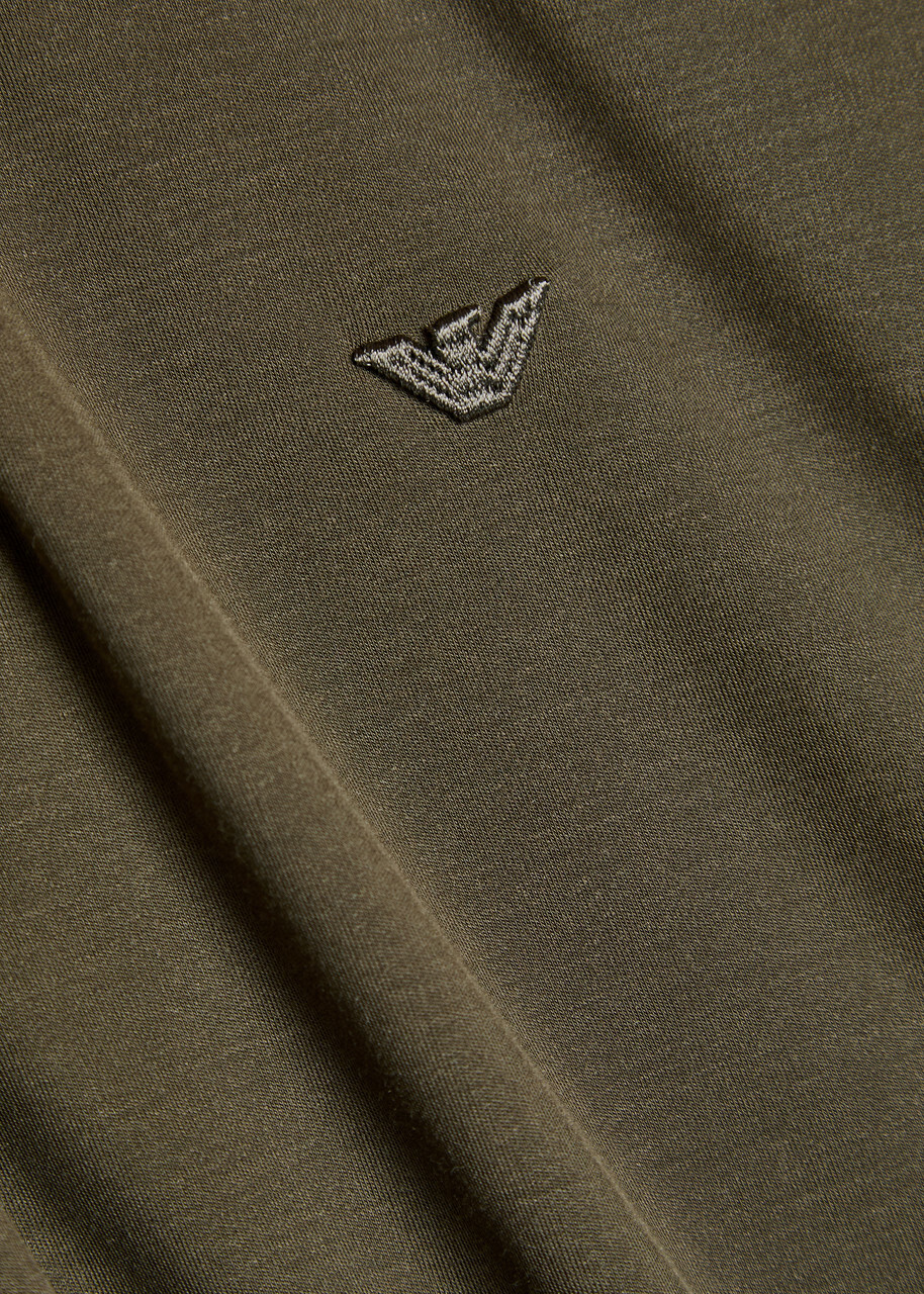 Emporio Armani Logo-embroidered Jersey Polo Shirt Brown