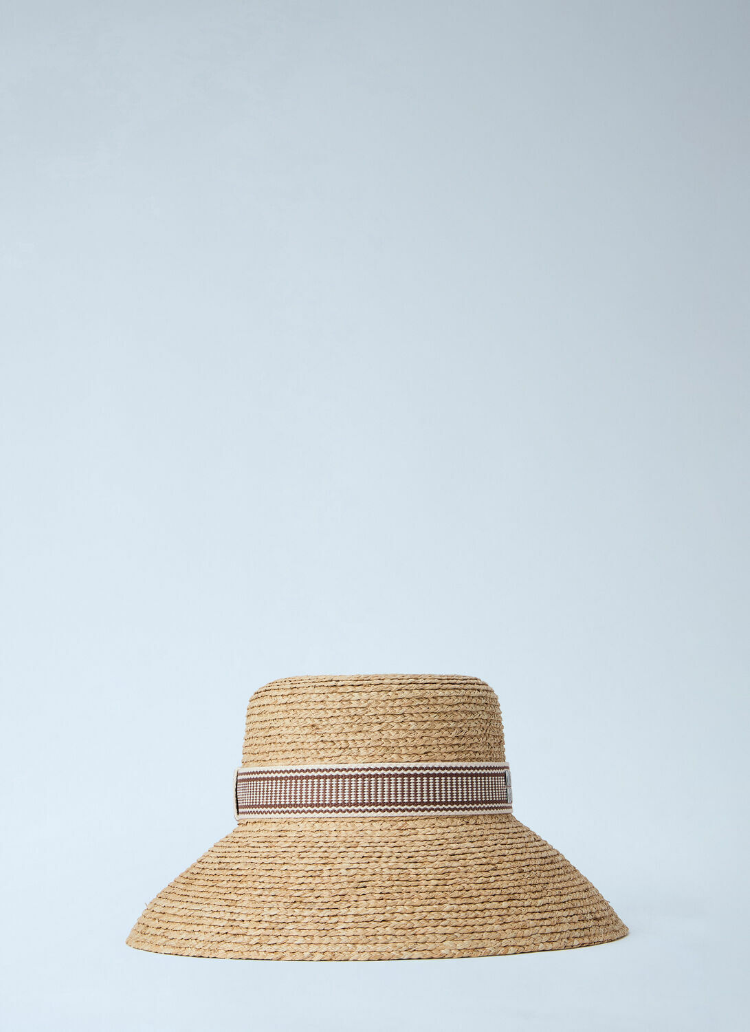 Miu Miu Woven Straw Hat with Logo Band