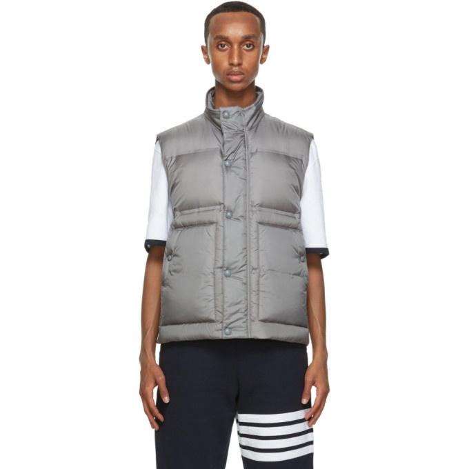Photo: Thom Browne Grey Down Snap Front Vest