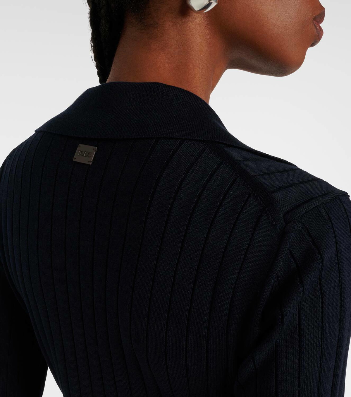 Tod's Ribbed-knit silk and cotton midi dress