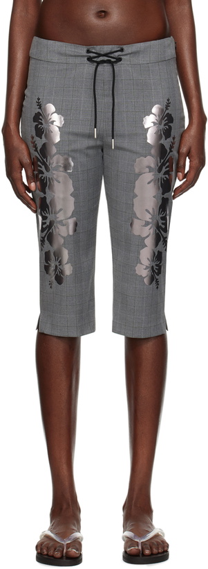 Photo: I'm Sorry by Petra Collins SSENSE Exclusive Gray Mimi Wade Edition Prince Wales Printed Shorts