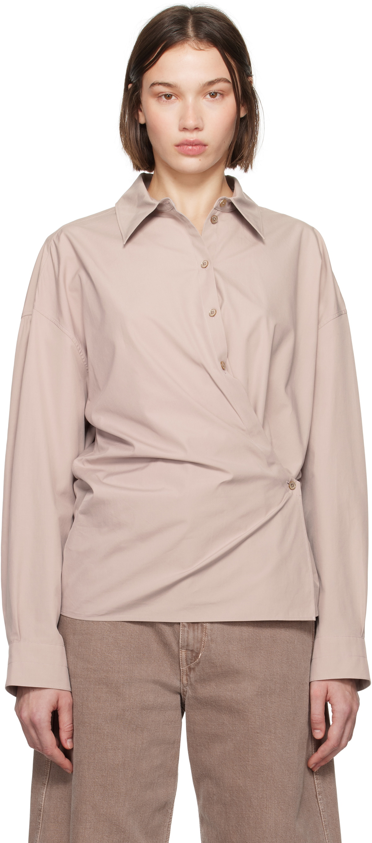 LEMAIRE Pink Straight Collar Twisted Shirt Lemaire