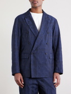 Blue Blue Japan - Double-Breasted Cotton-Blend Jacquard Suit Jacket - Blue