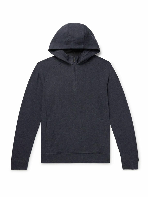 Photo: Kjus - Inverness Eco-Coffee Cotton-Blend Jersey Half-Zip Hoodie - Blue