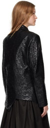 Comme des Garçons Black Faux Leather Allover Embroidery Blazer