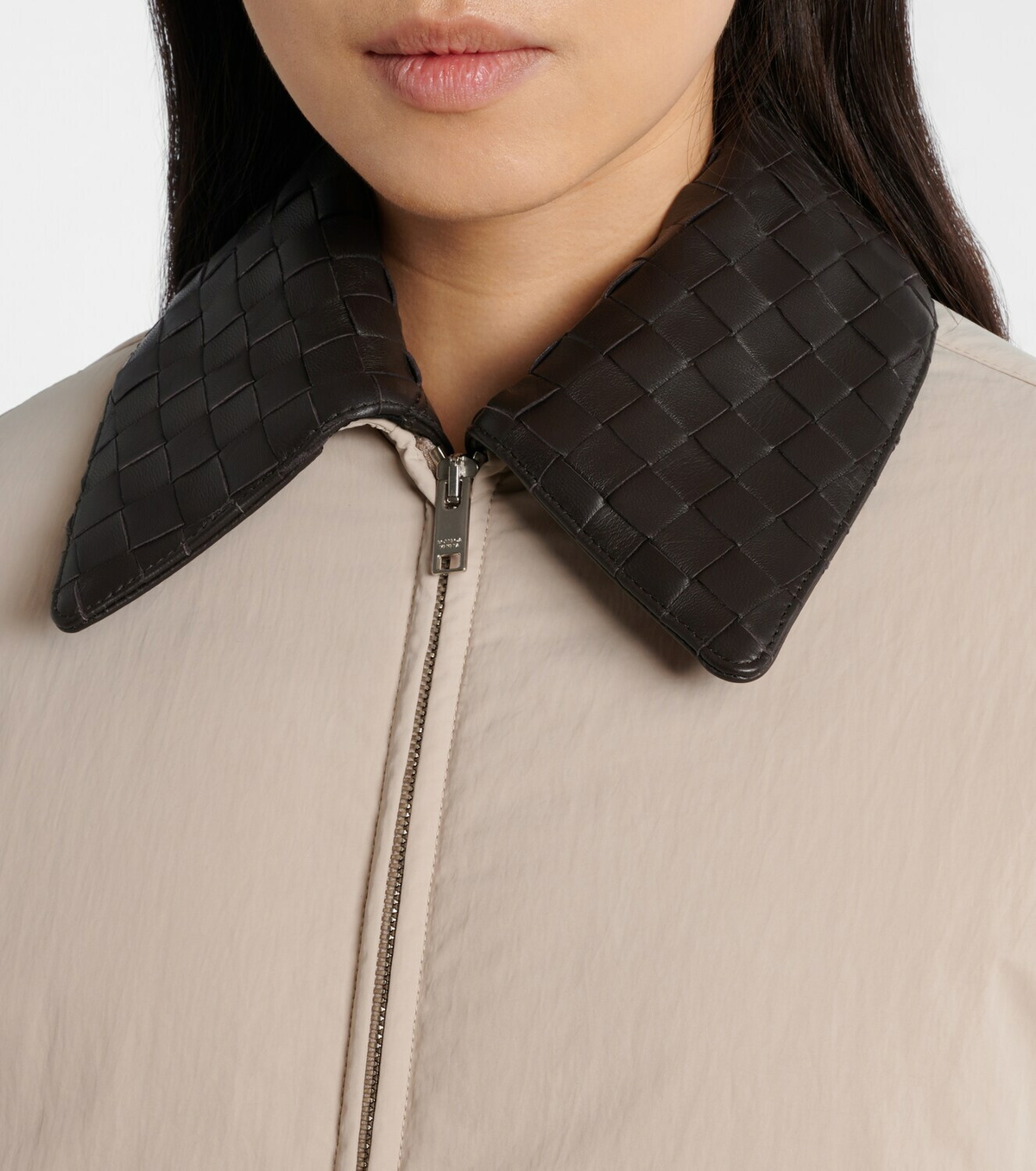 Bottega Veneta Intrecciato leather-trimmed down jacket