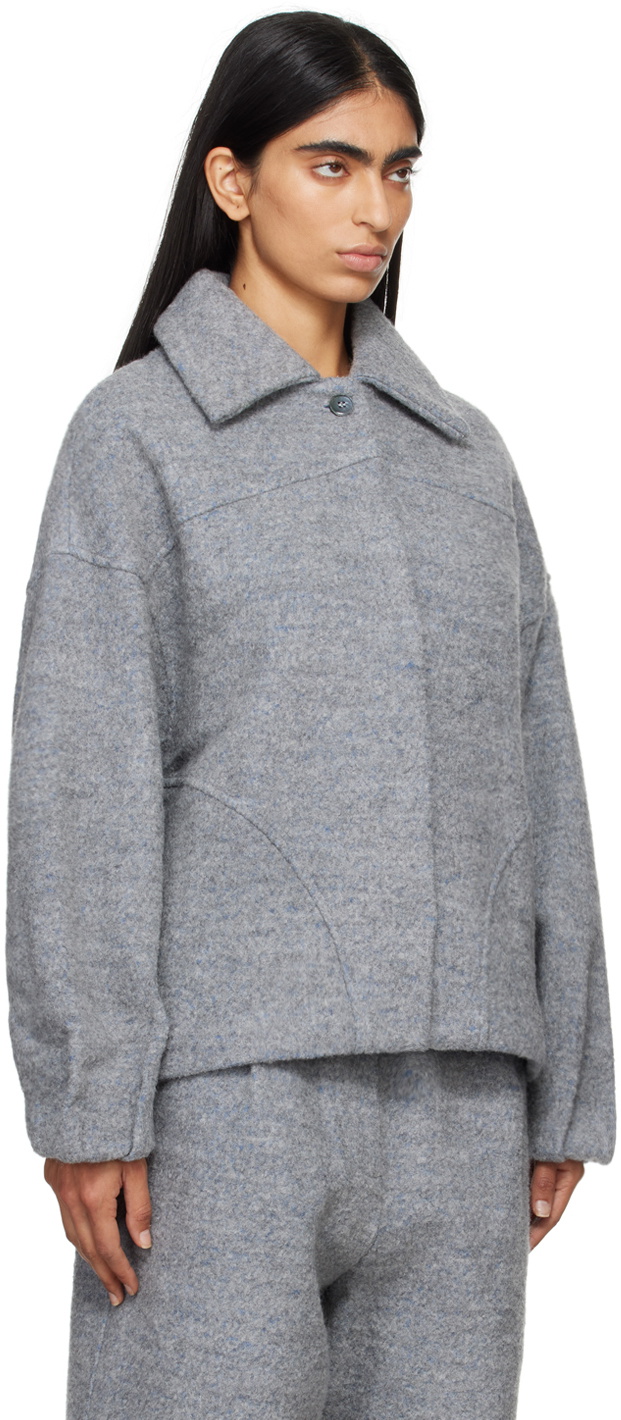 Deiji Studios Gray Boiled Wool Coat