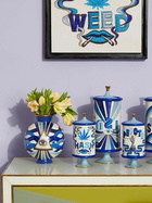 Jonathan Adler White And Blue Druggist Eye Vase (23cm X 19cm)