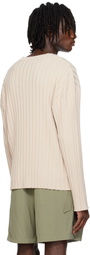RECTO Beige Bold Rib Long Sleeves Knit Sweater