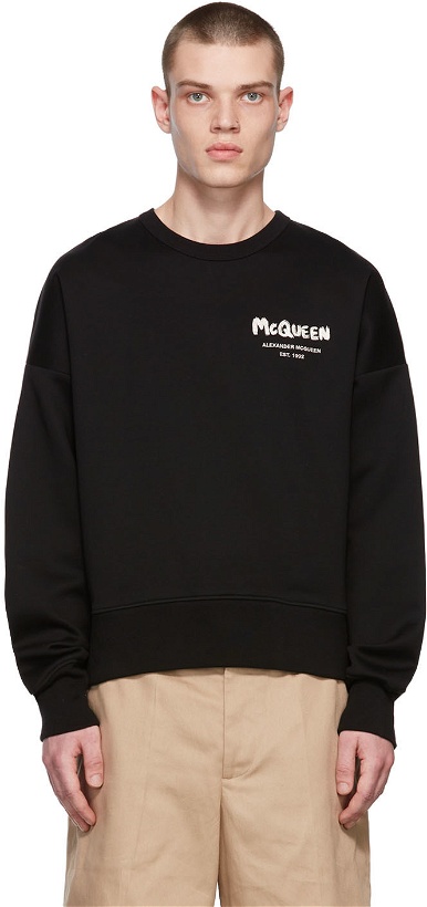 Photo: Alexander McQueen Black Embroidered Graffiti Sweatshirt