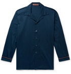 Cleverly Laundry - Piped Garment-Dyed Washed-Cotton Pyjama Shirt - Blue