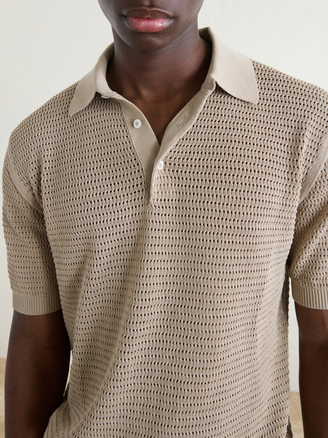 Drake's - Mesh-Knit Cotton Polo Shirt - Neutrals
