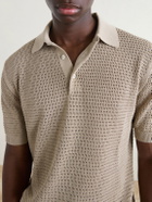 Drake's - Mesh-Knit Cotton Polo Shirt - Neutrals