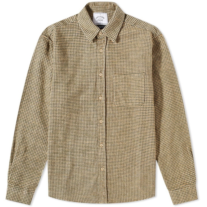 Photo: Portuguese Flannel Men's Sottum Houndstooth Check Shirt in Beige/Green