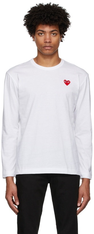 Photo: COMME des GARÇONS PLAY White & Red Heart Patch T-Shirt