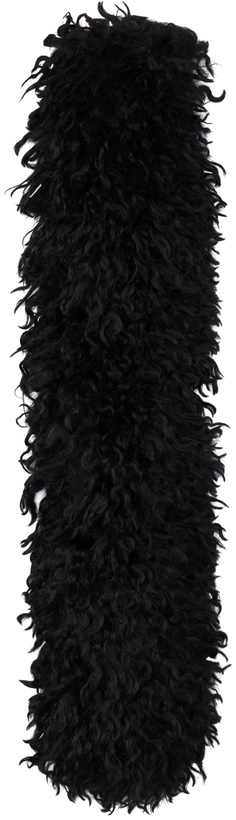 Photo: Anna Sui Black Faux Curly Lamb Fur Long Scarf