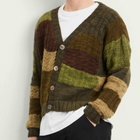 Kartik Research Men's Patchwork Cardigan in Olive/Brown/Moss