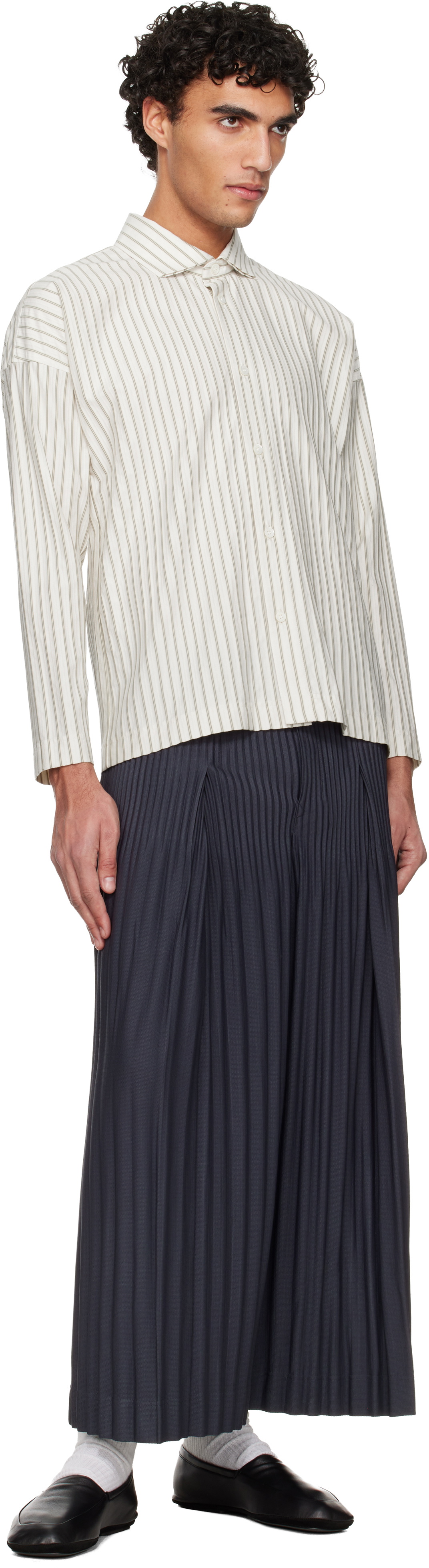 HOMME PLISSÉ ISSEY MIYAKE White Stripe Jersey Shirt Homme Plisse