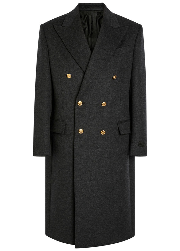 Photo: Versace Wool Double-breasted pea Coat Dark Grey