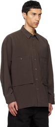 LE17SEPTEMBRE Brown Oversized Cargo Pocket Shirt