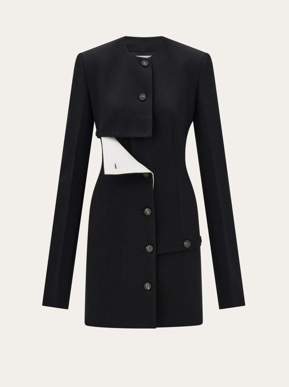 Ferragamo Womens Wool jacket with button detail in Black