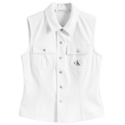 Calvin Klein Women's Sheen Milano Sleeveless Shirt in Bright White