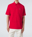 Moncler Leather-trimmed cotton piqué polo shirt