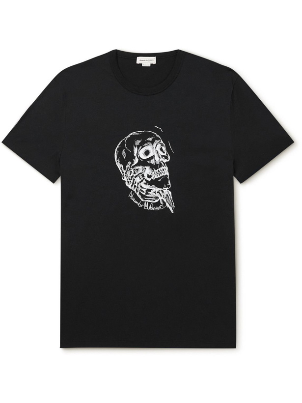 Photo: Alexander McQueen - Printed Cotton-Jersey T-Shirt - Black